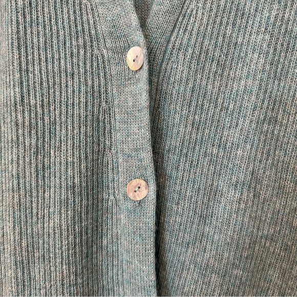 Peruvian Connection Ribbed Boyfriend Cardian in Teal - Picture 3 of 9